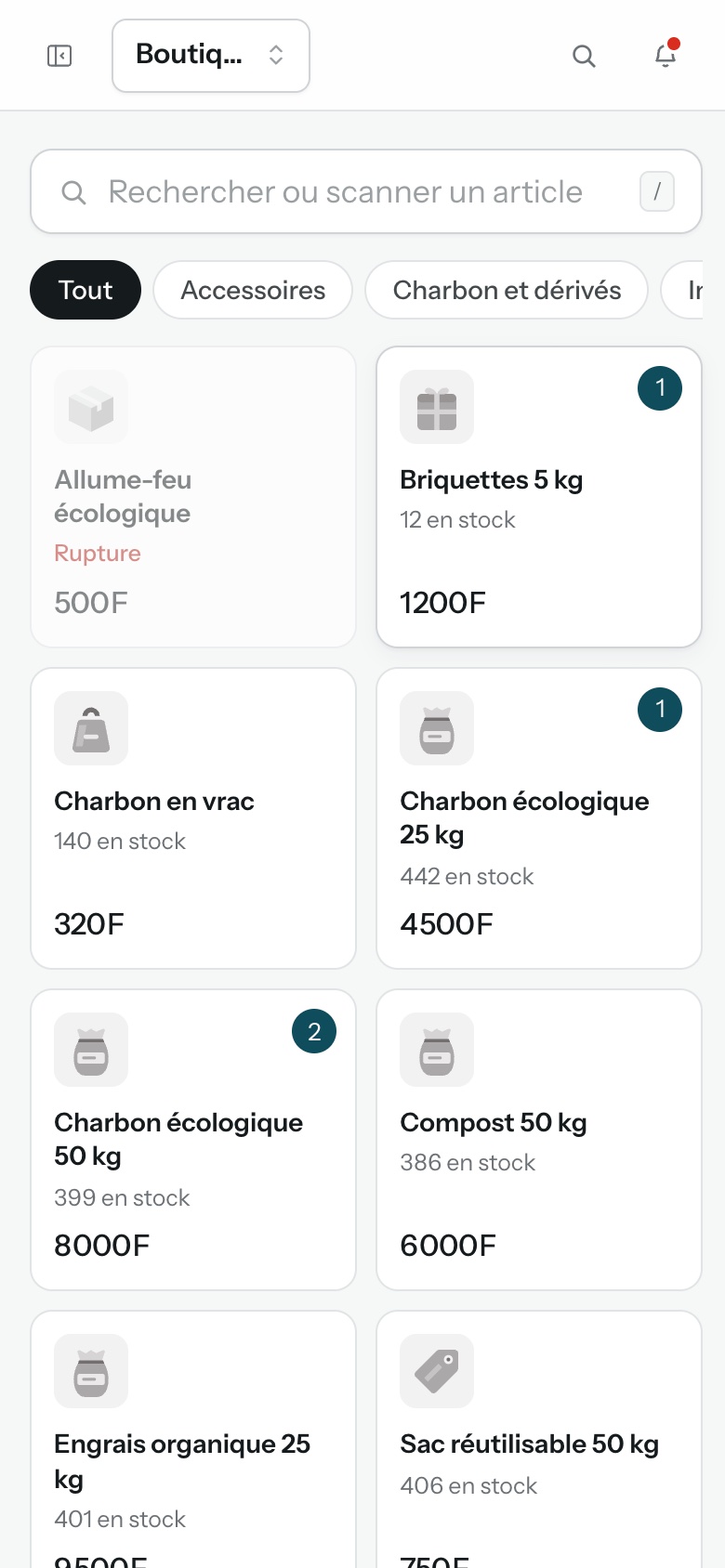 La caisse Seven Stock sur téléphone